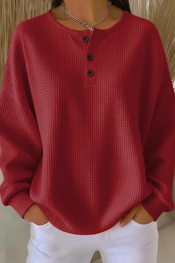 Cecily | Waffle Knit Henley