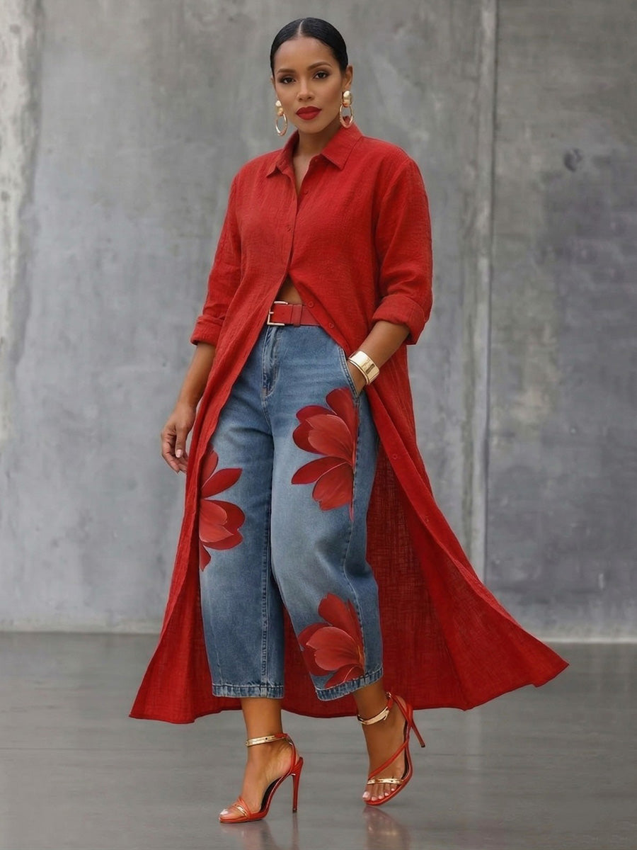 Sophia™ | Elegant Floral Wide-Leg Trousers