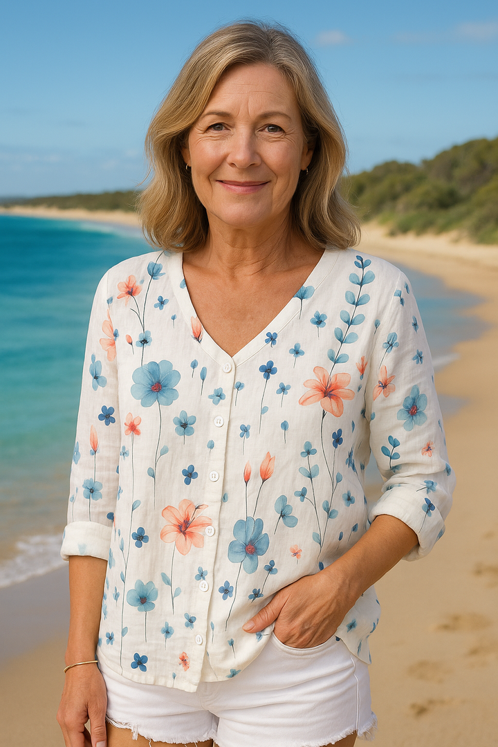 June |  Floral Top - Natural Grace, Effortless Fit