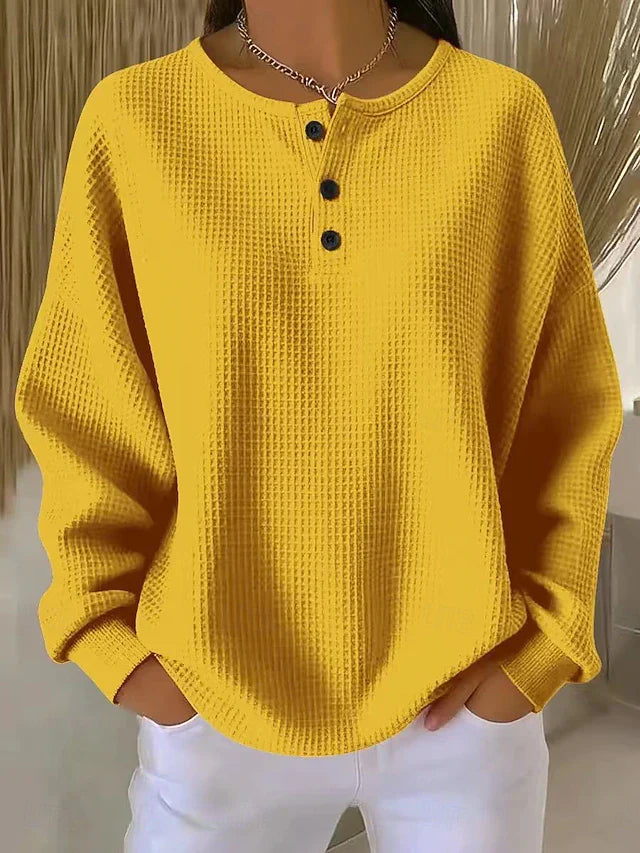 Cecily | Waffle Knit Henley