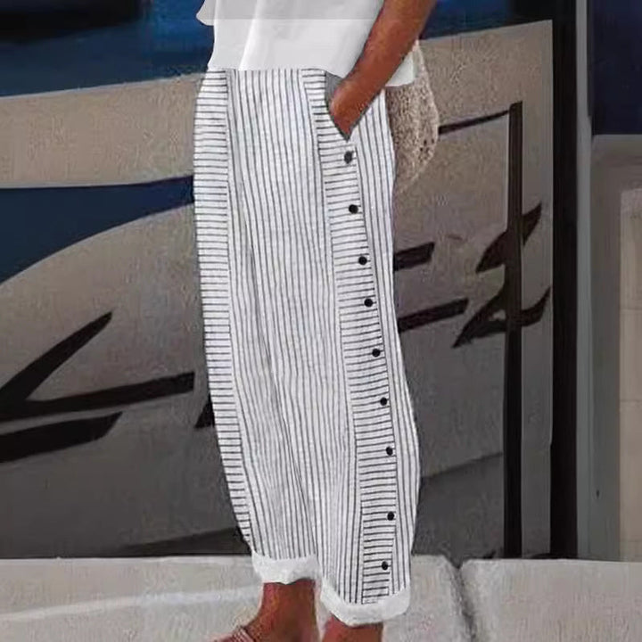 Char – STRIPED BUTTON-ACCENT TROUSERS