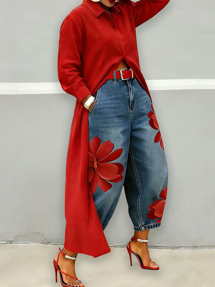 Sophia™ | Elegant Floral Wide-Leg Trousers