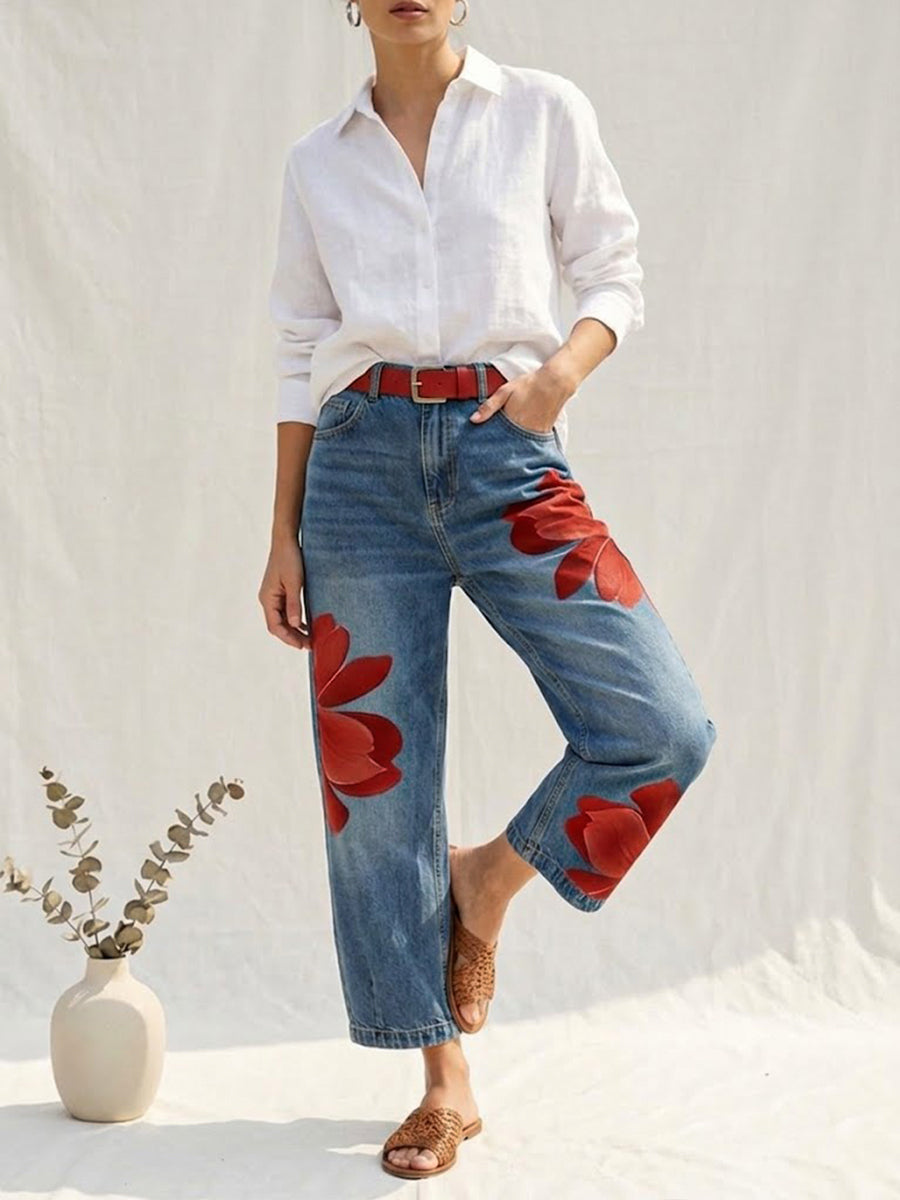 Sophia™ | Elegant Floral Wide-Leg Trousers